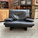 Black leather sofa – Italian design – 1980s