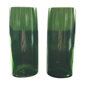 Paire de soliflores vert bouteille