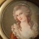 Portrait miniature dame à la robe orangée 19 ème