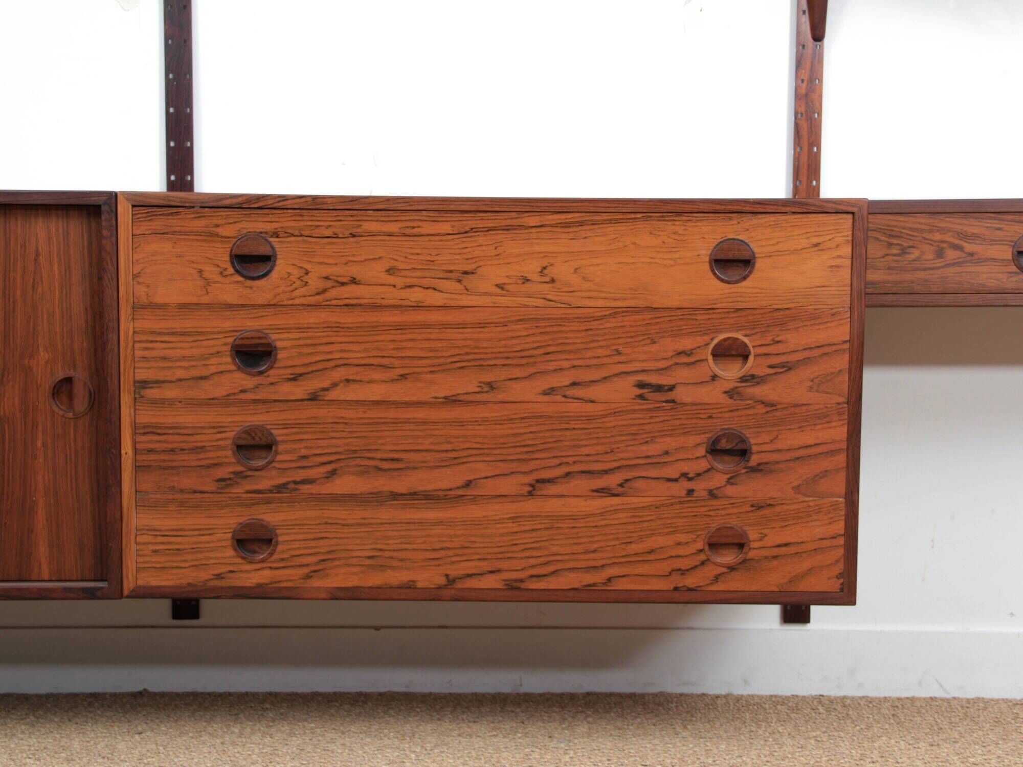 Scandinavian wall system in rosewood by Hansen & Guldborg