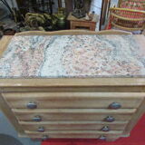 Oak chest of drawers with marble top, 1940-1950