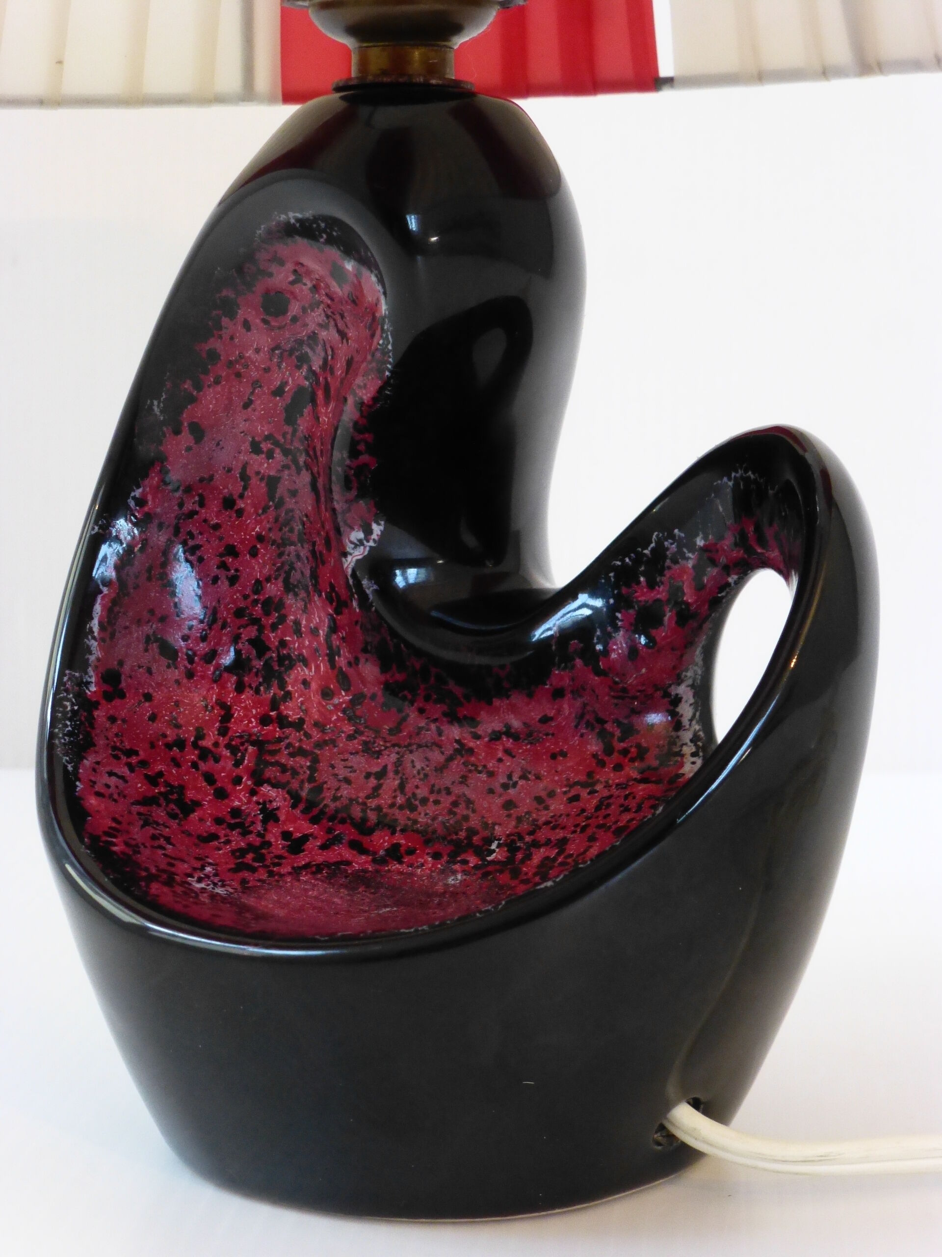 Adorable lamp 50s in ceramics and nylon raffia 1950 vintage 50's rockabilly