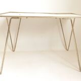 Coffee table gilded metal and white rigidule top 50
