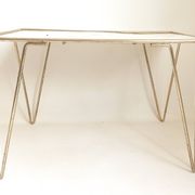 Coffee table gilded metal and white rigidule top 50