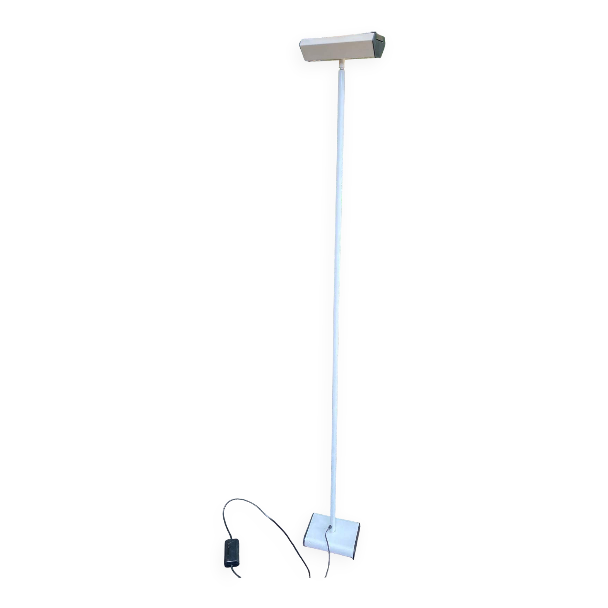 Vintage halogen floor lamp in white steel from the 1970s.