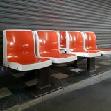 Suite of 4 double vintage bowling seats, 2 seats - brunswick - glass fibre - 1950