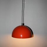 Vintage orange lacquered metal chandelier, 1970