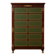 Empire-style mahogany cabinet – 12 drawers lined with green leather –