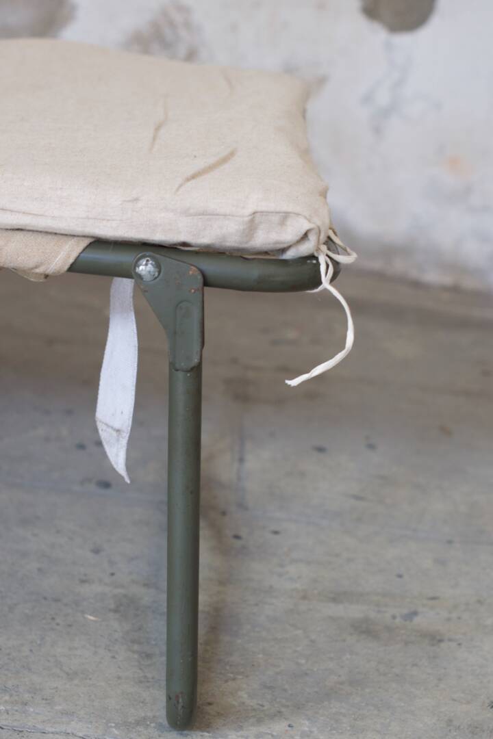 French Army Camp Bed Lounger with Mattress and Bag / Garden 1960