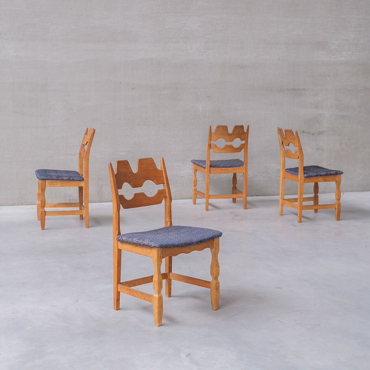 Henning Kjaernulf razor mid-century danish oak dining chairs