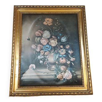 Gold-edged painting and still life fabric print
