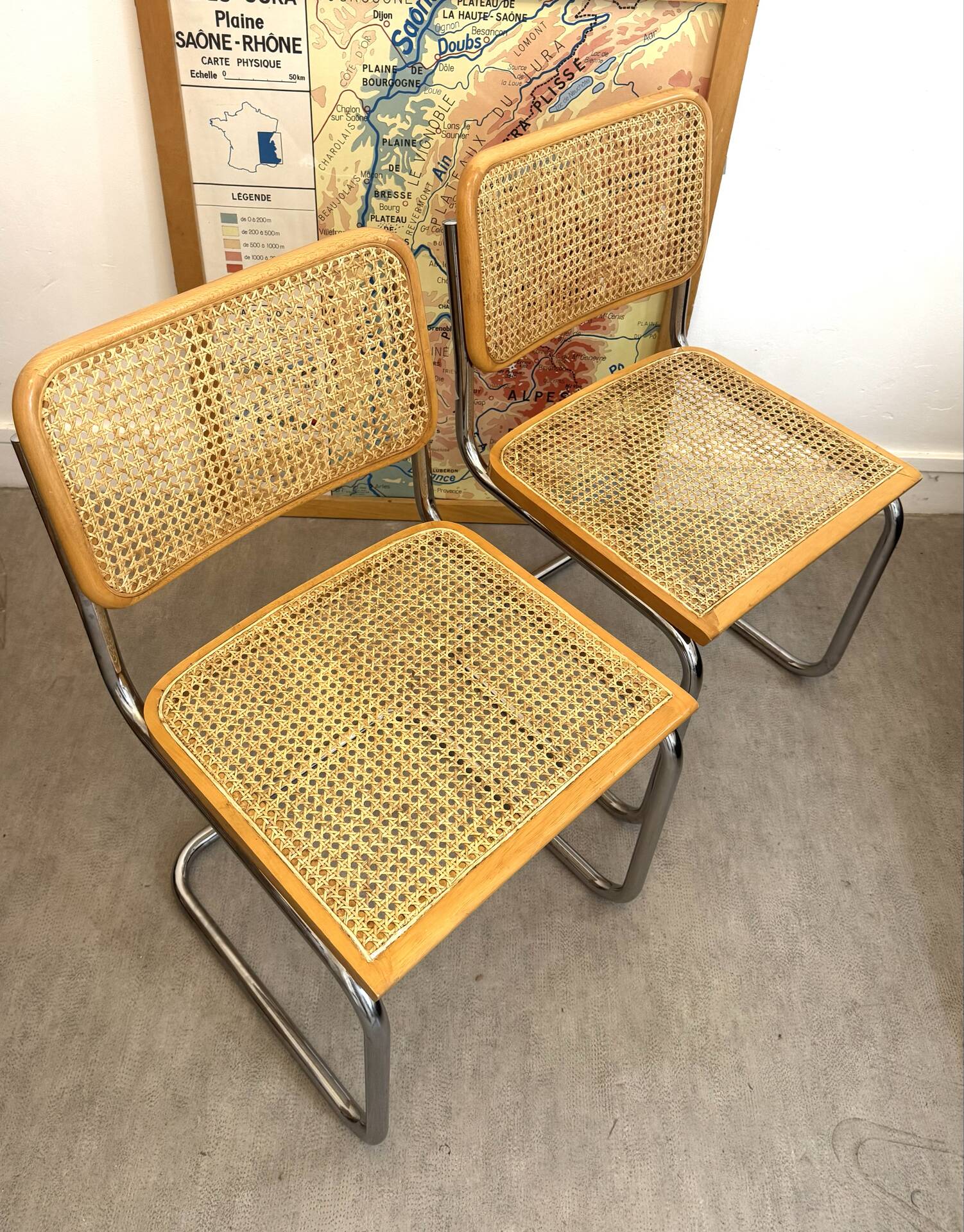 Pair of Marcel Breuer Cesca B32 chairs Made in Italy
