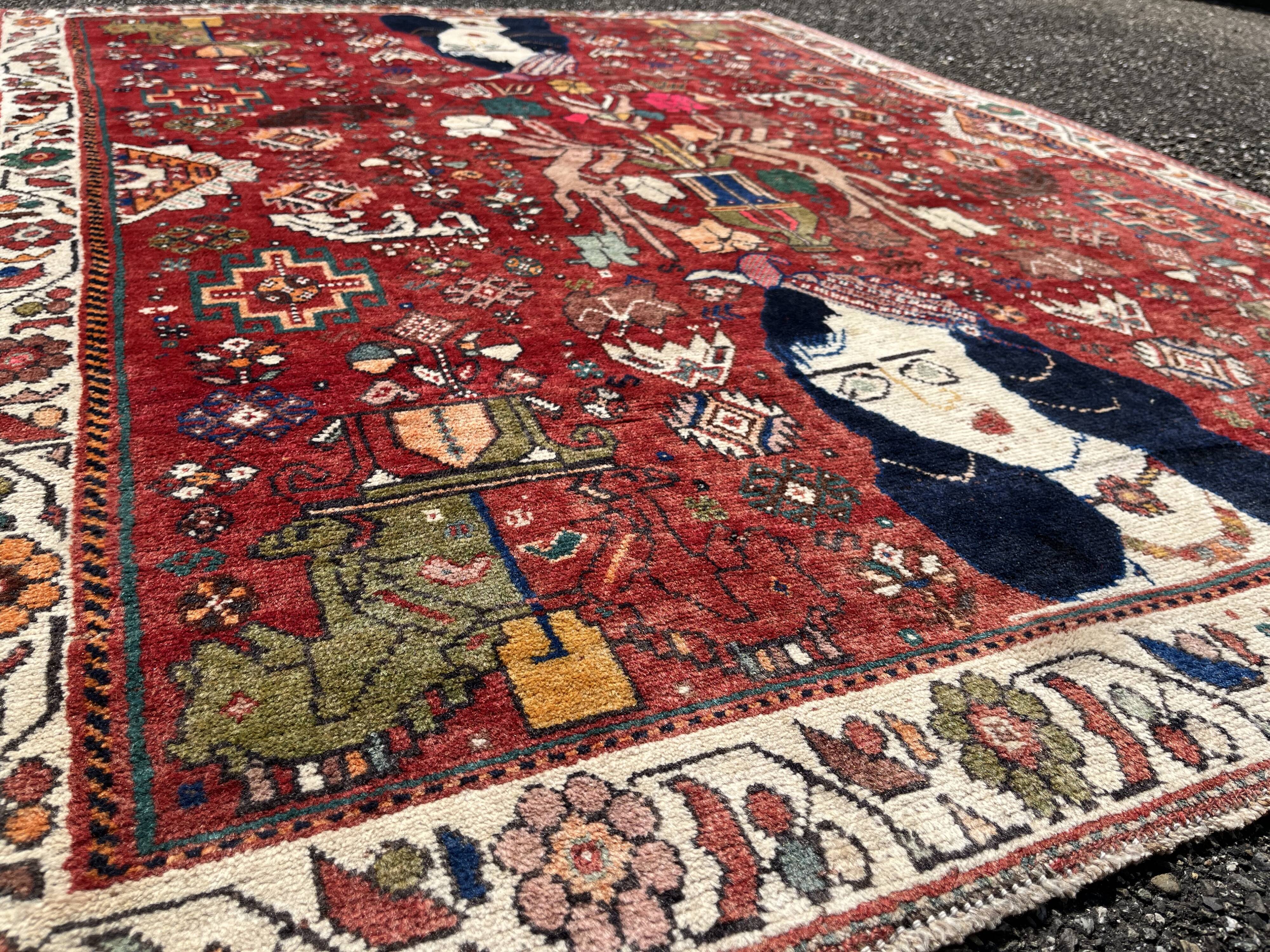 Gashgai nomadic / figurative carpet circa 1920