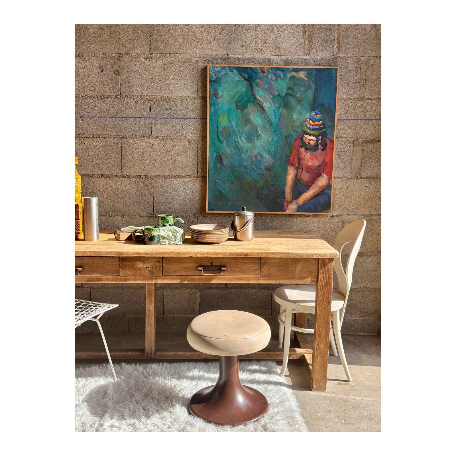 Old large solid wood table