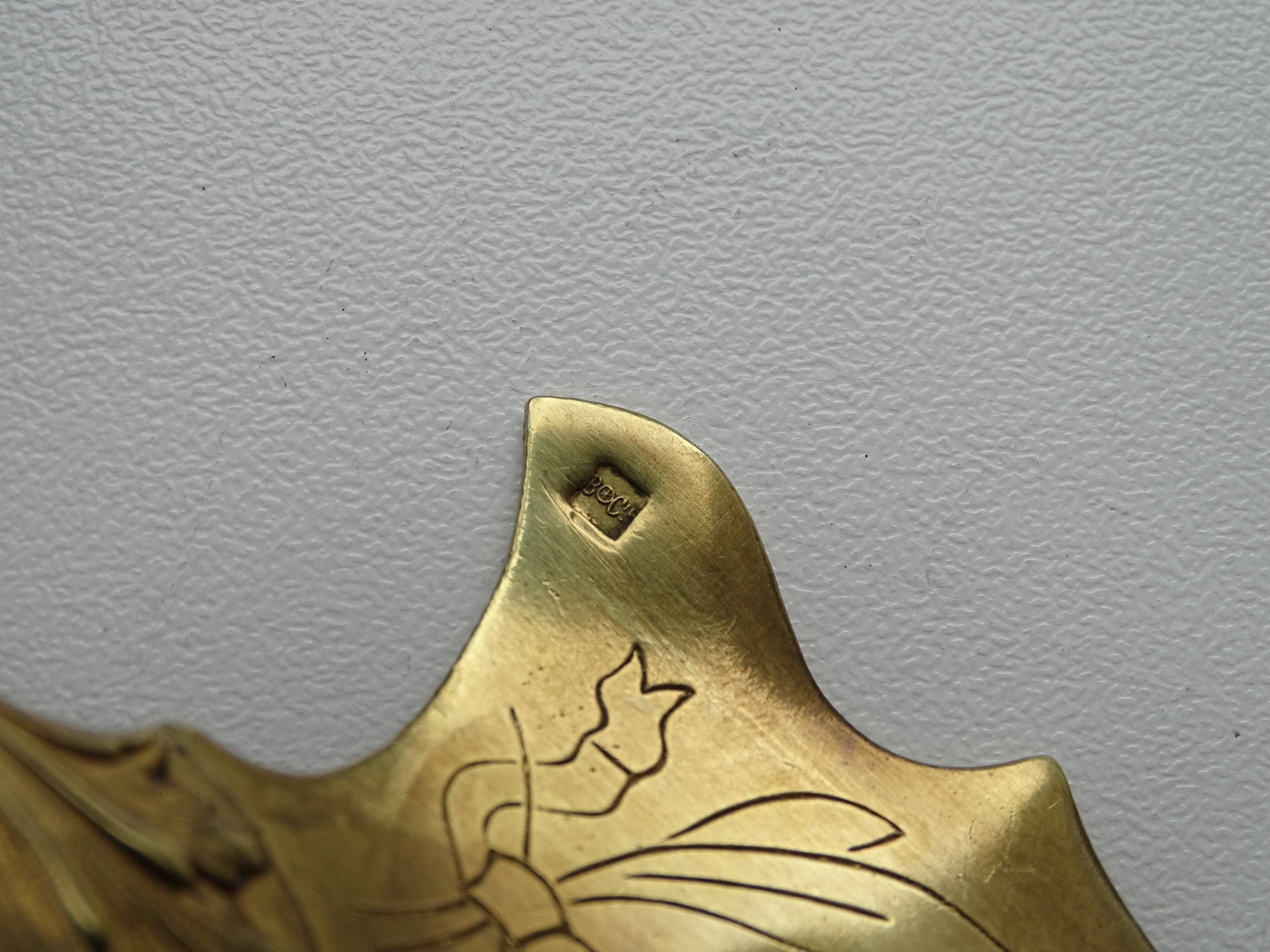 Openwork pie shovel with silver and gold metal hallmarked