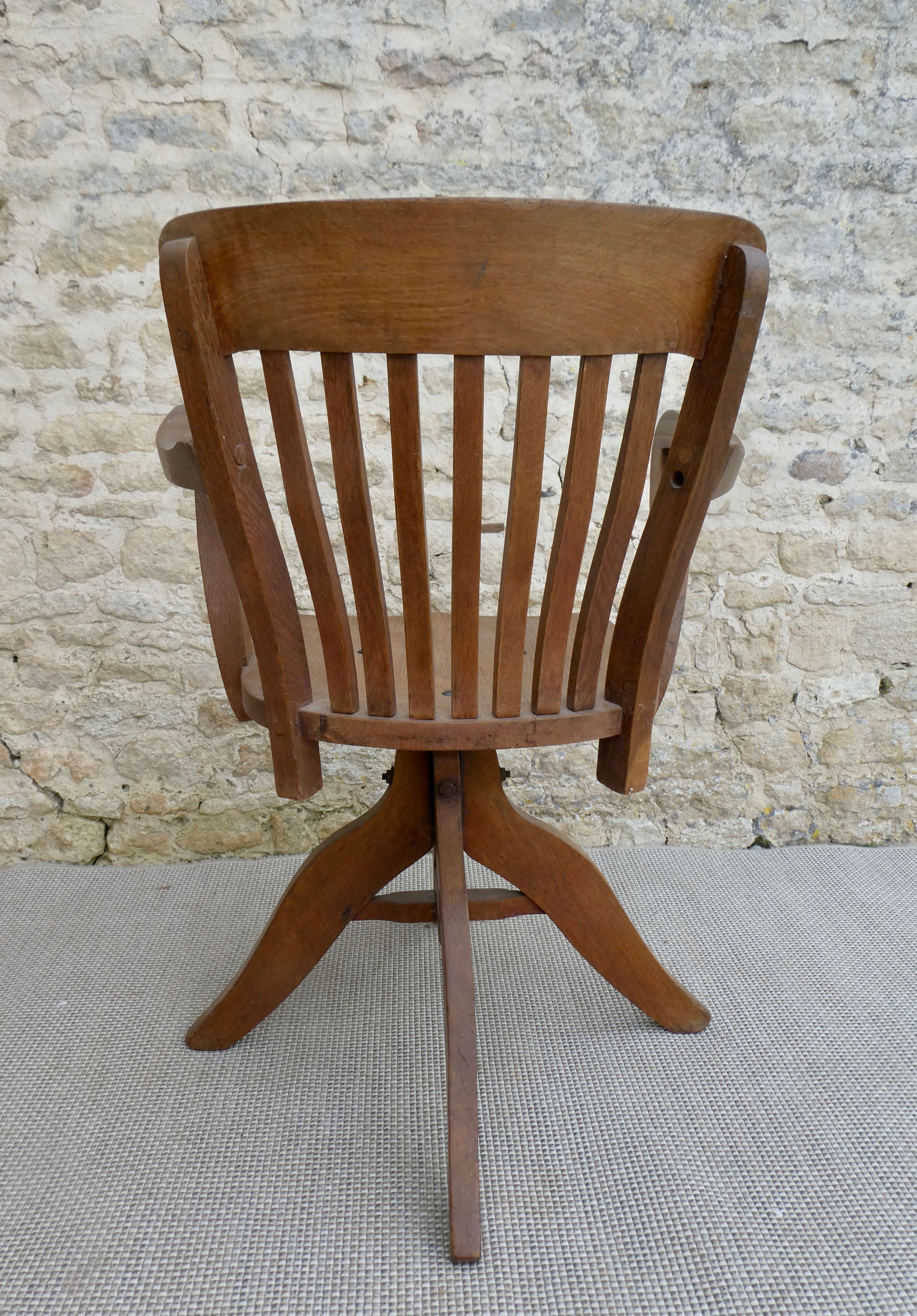 American office chair, swivel, oak