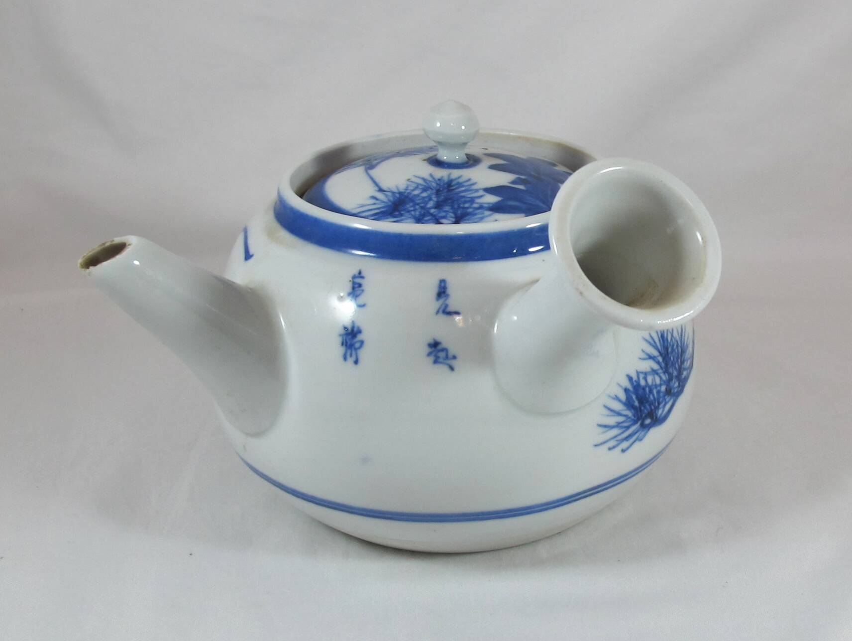 small Chinese or Japanese blue and white porcelain teapot early 20th century