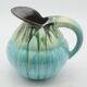 Ceramic pitcher glaze drop light blue, signed belgium