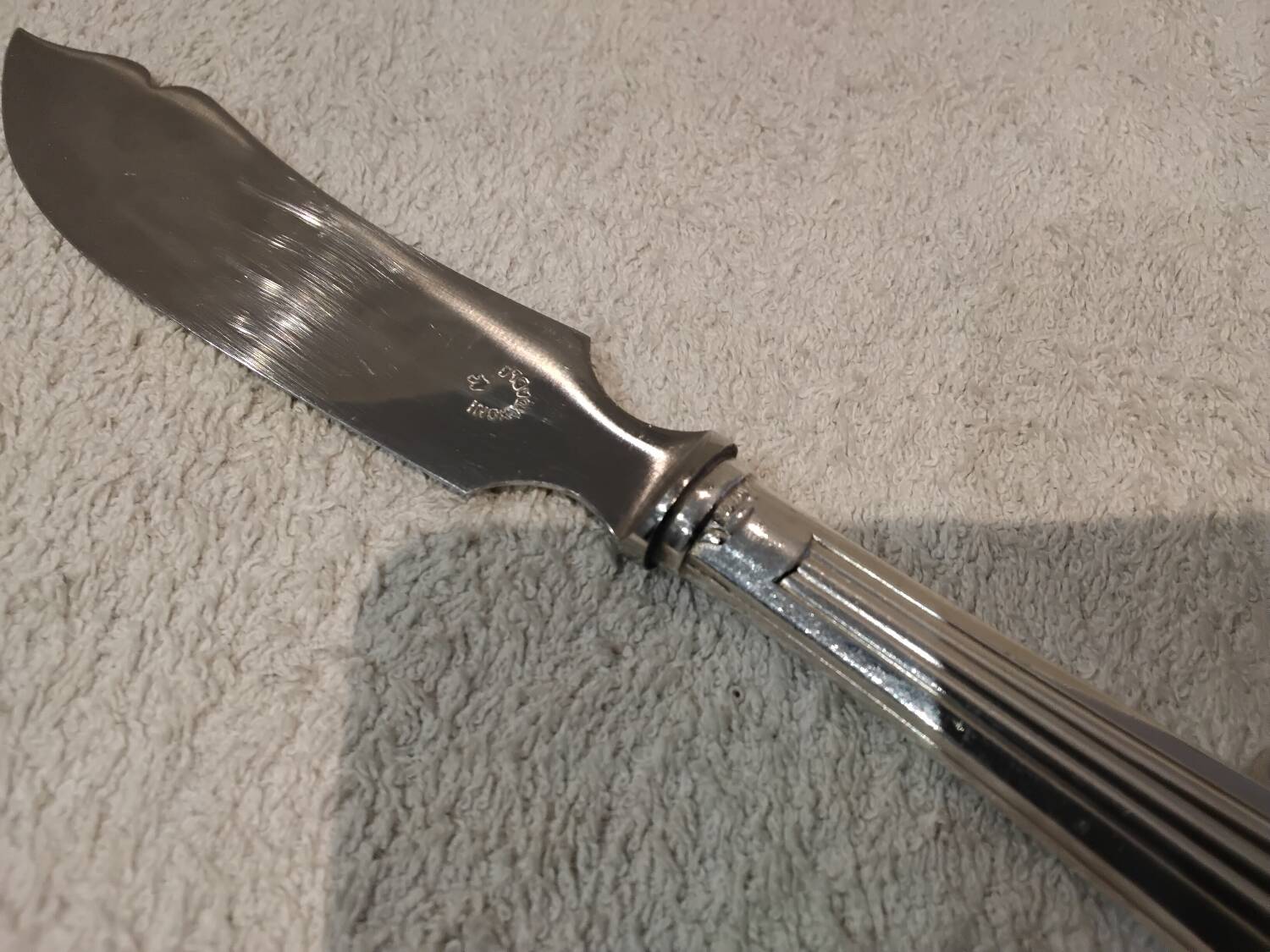 Butter knife with silver metal handle, goldsmith SFAM art deco style