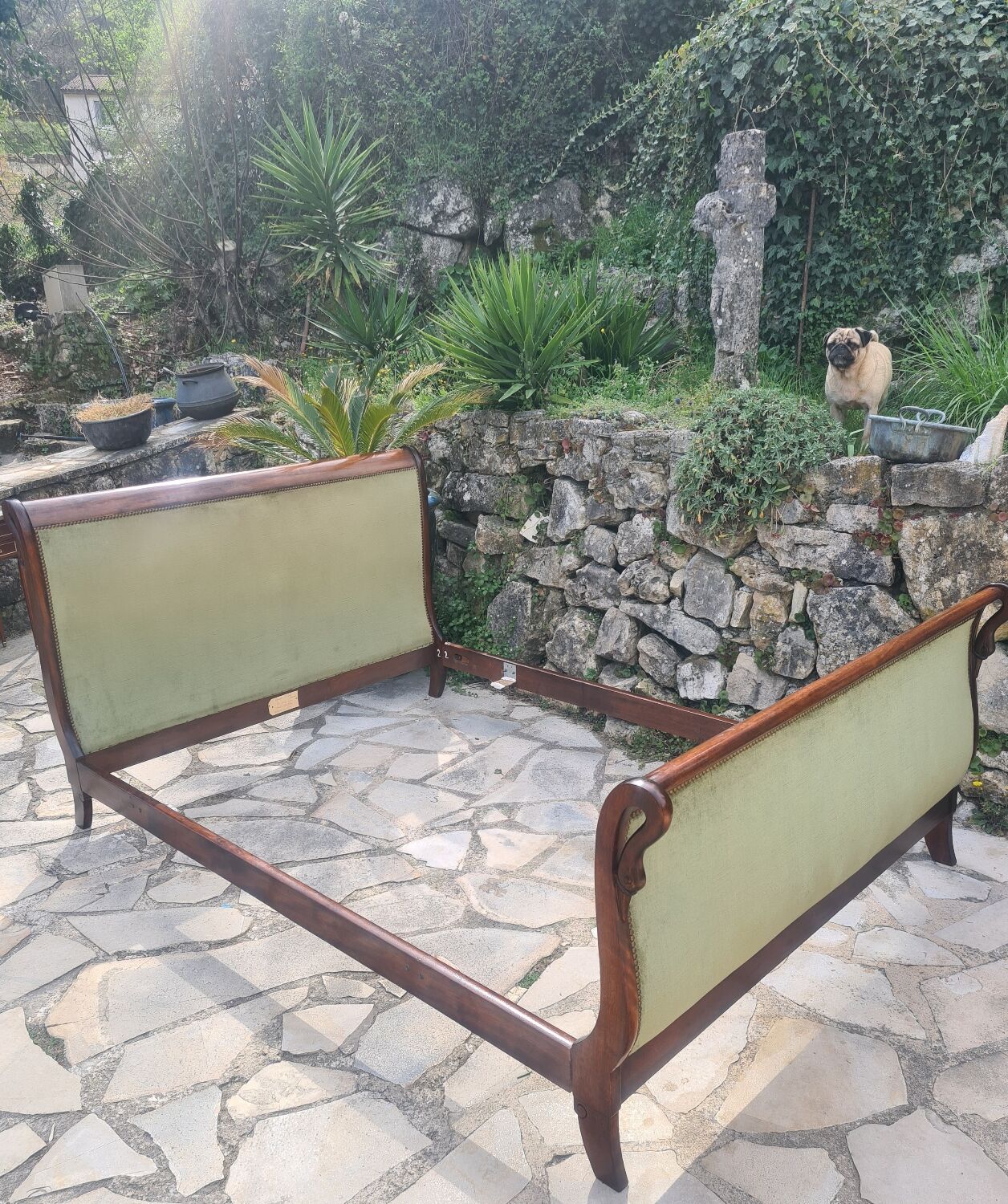 Mahogany empire bed with gooseneck 140x190