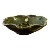 Green glazed terracotta poly-lobed bowl — Meyssac Art Pottery