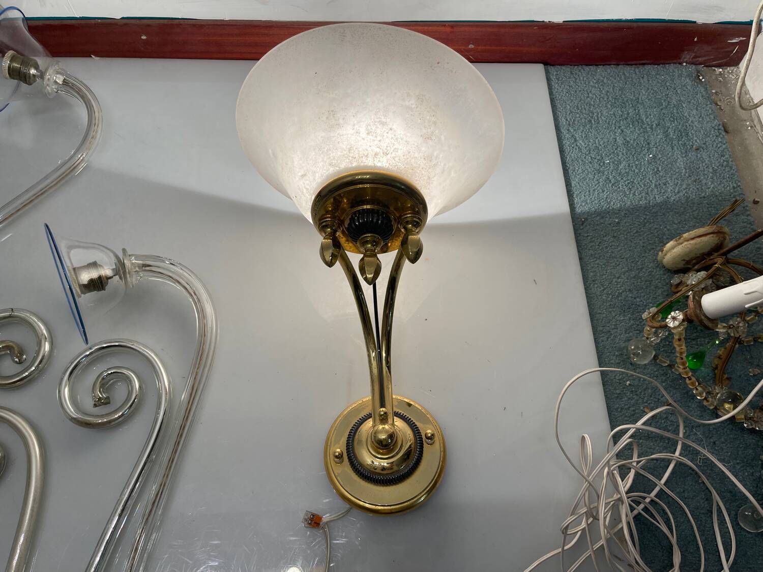 Large Brass Murano Glass Sconces Set of 2