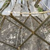 4 folding chairs garden style gilded metal structure and plexiglass slats