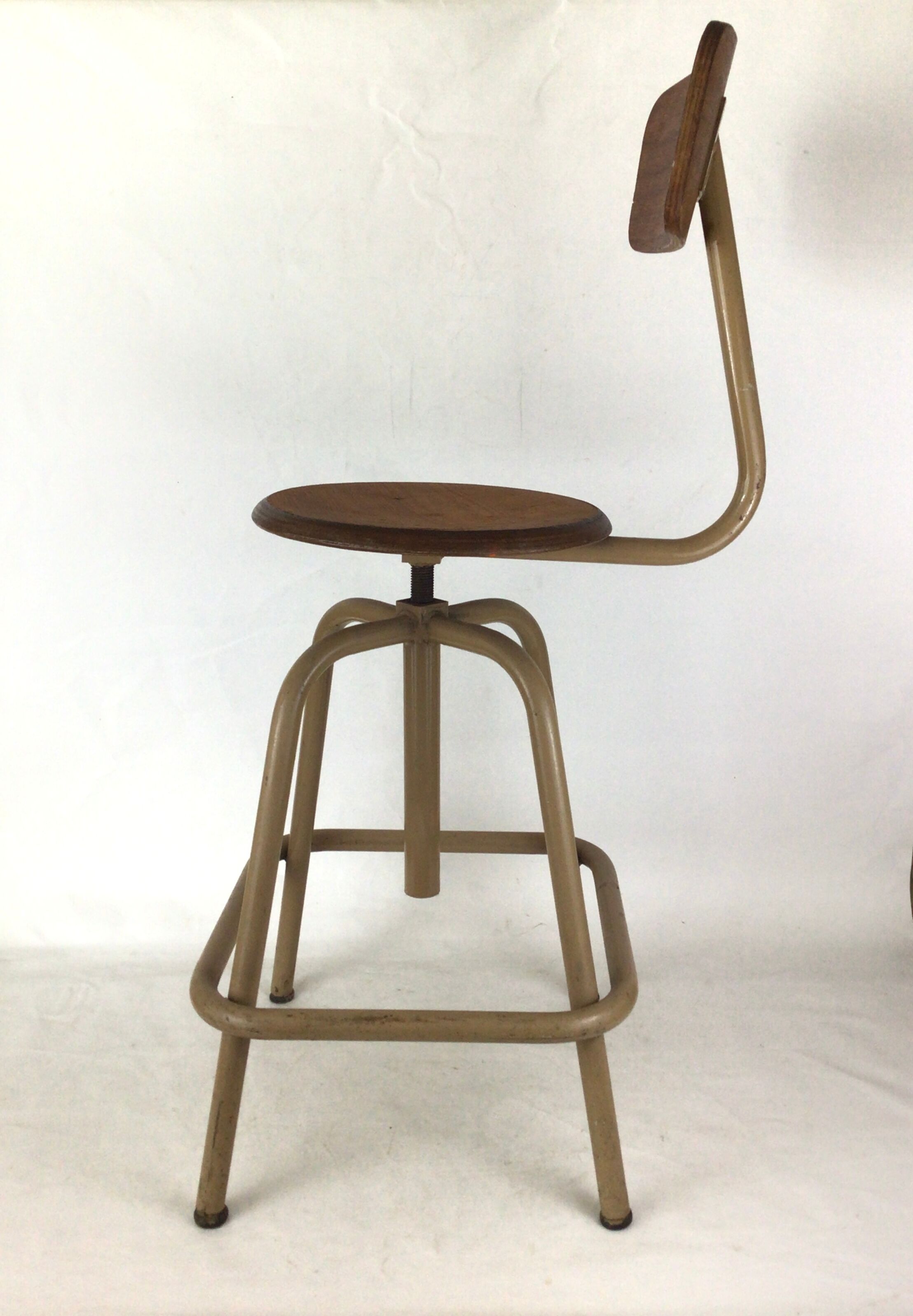 Industrial chair with metal and wood screws