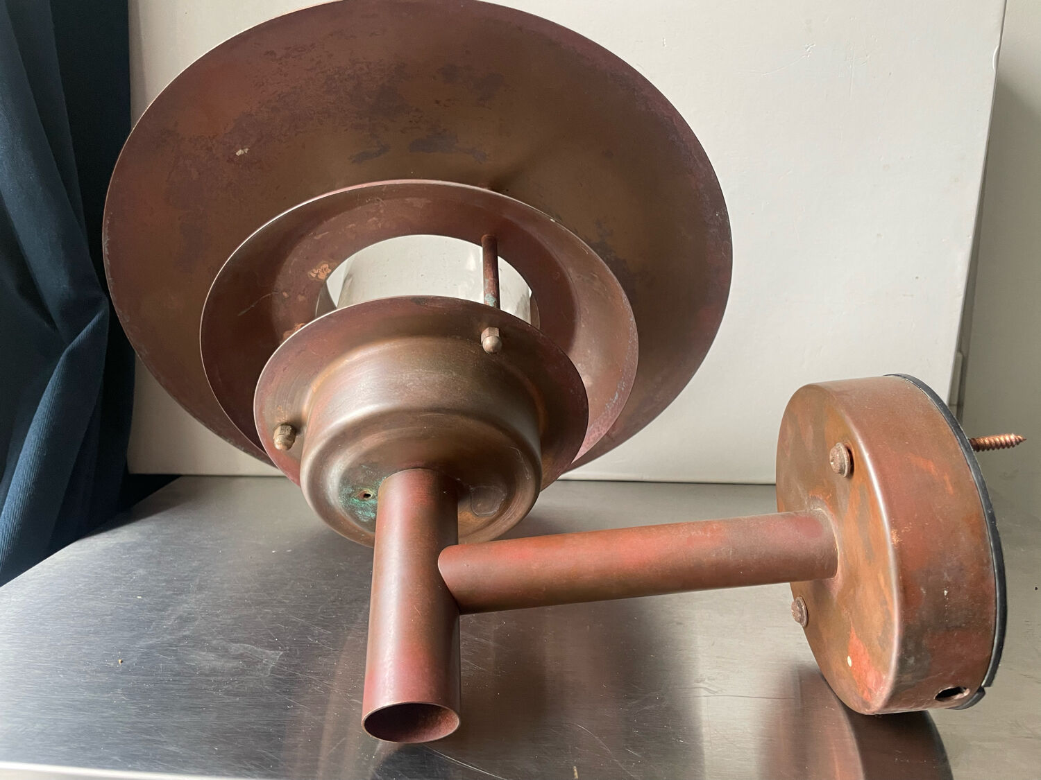 Classic danish mcm outdoor wall lamp in copper