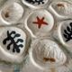 Set of 6 Vintage Ceramic Oyster Plates MBFA PORNIC Made in