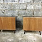 Pair of night tables feet compass bedside end of vintage sofa old 1950 1960 retro