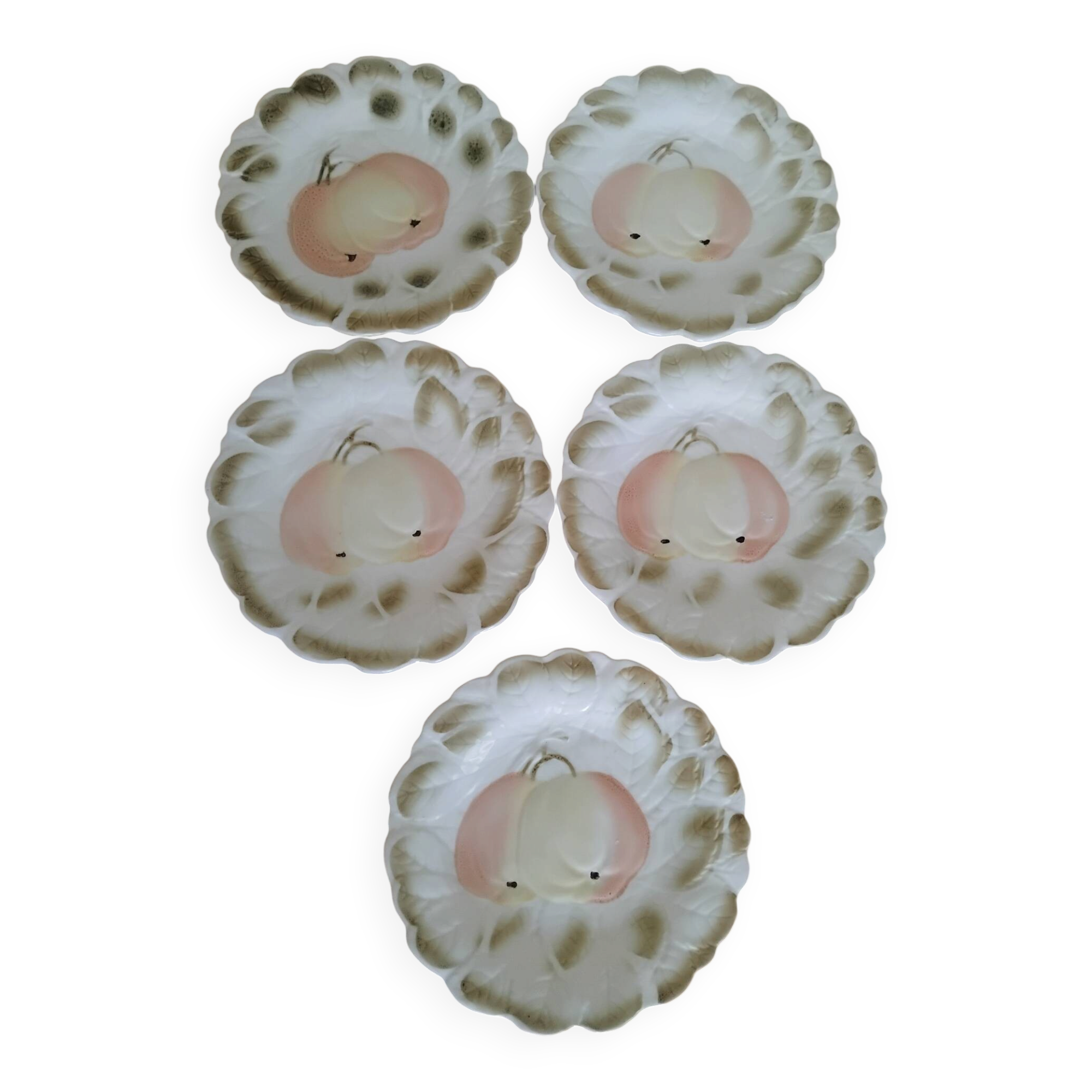 5 dessert plates barbotine Sarreguemines