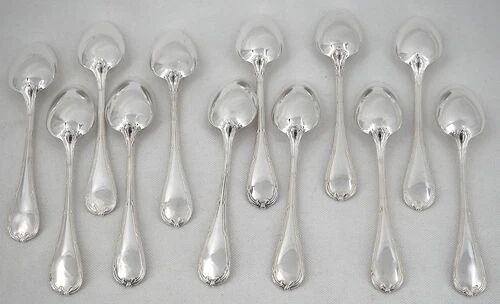 Christofle Rubans, 12 teaspoons, coffee, dessert, 14.5 cm, excellent condition.