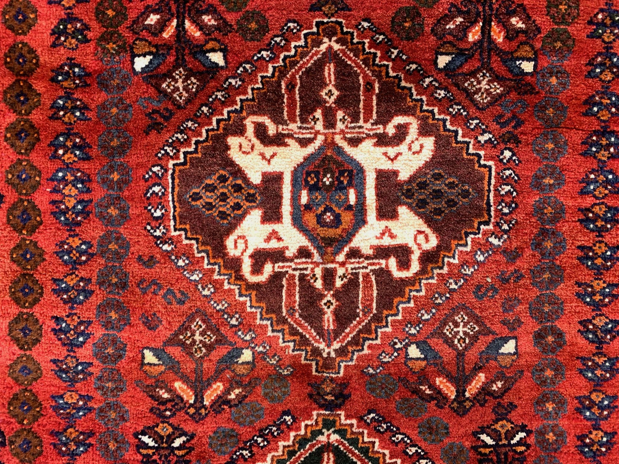 Vintage Traditional Tribal Rug 284x175 cm Wool Oriental HandMade Rug, Red Black