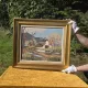 Vintage Oil Landscape Painting - Impasto Barn Scene