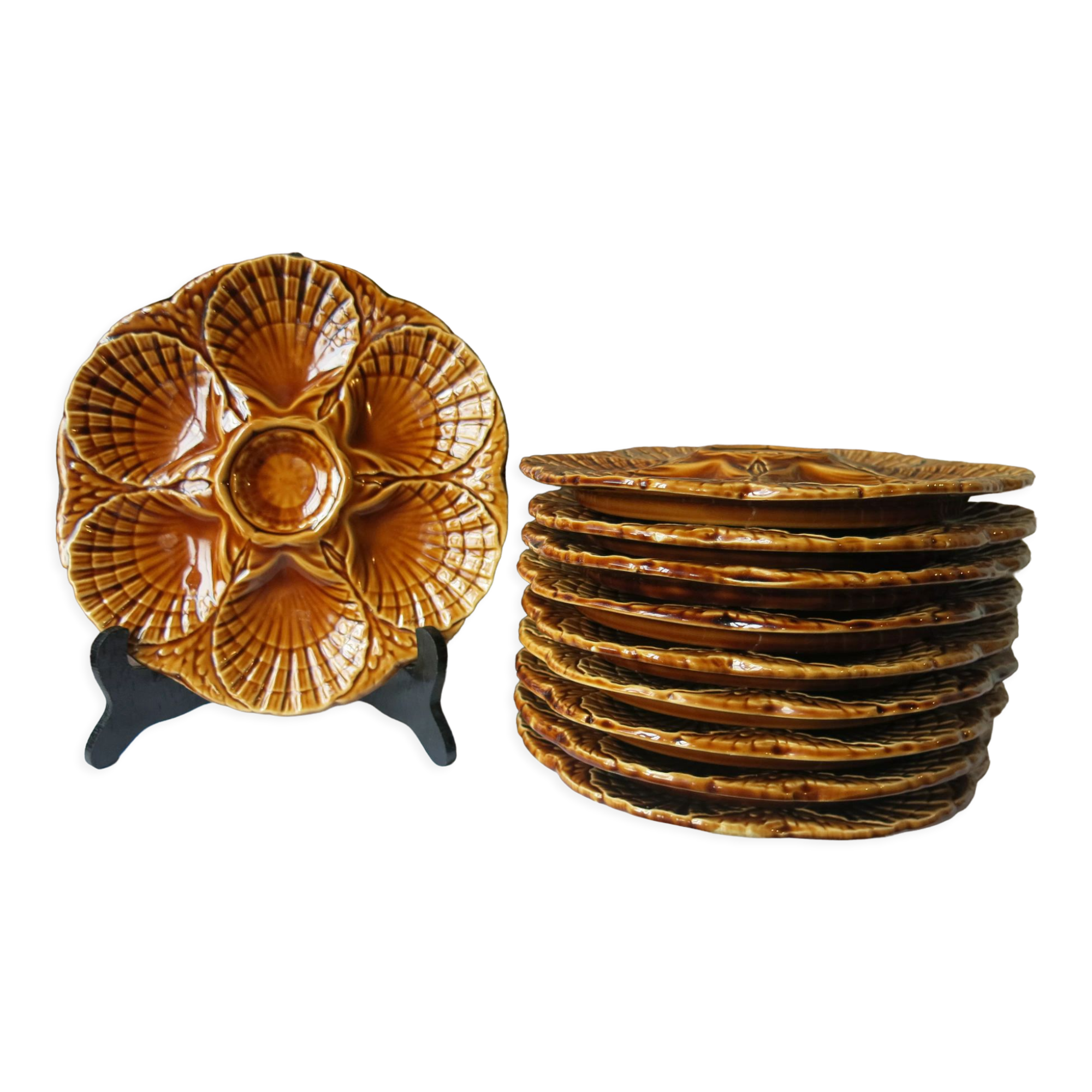 10 Sarreguemines oyster plates in very good condition