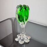 Sommerso green candle holder by Flavio Poli for Seguso, Murano glass, Italy, 1970