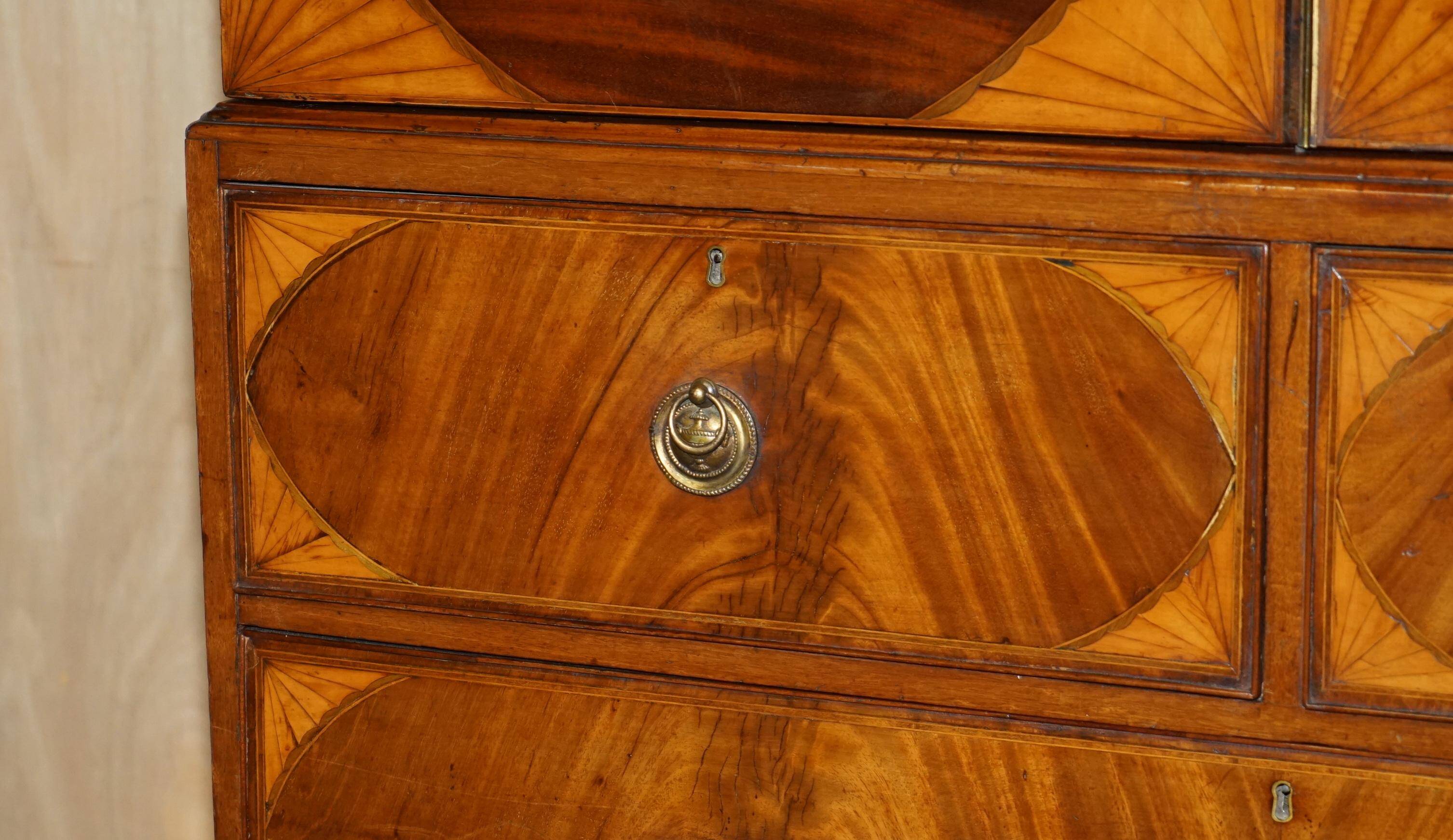George III Sheraton linen cupboard in walnut, circa 1760.