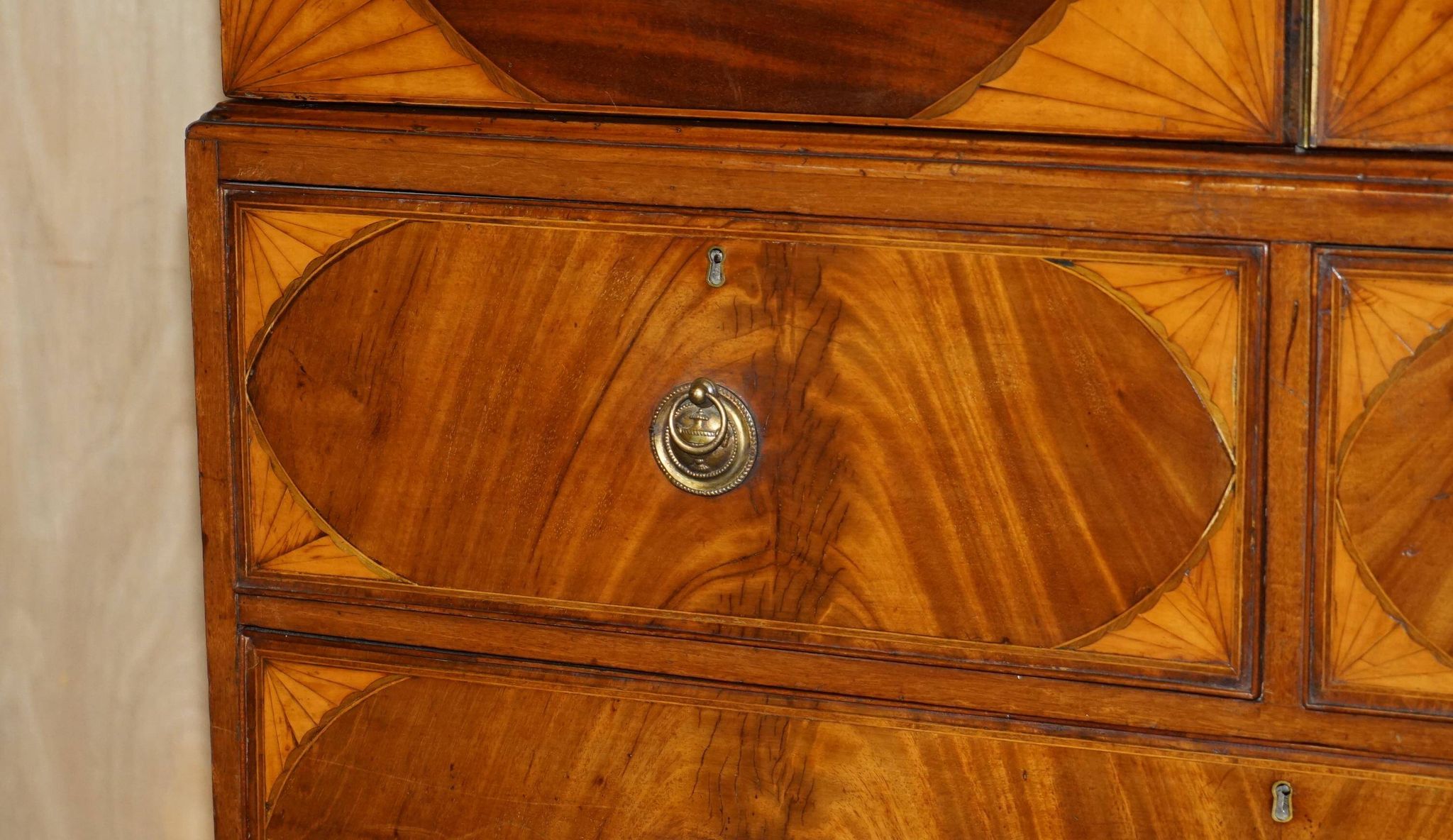 George III Sheraton linen cupboard in walnut, circa 1760.