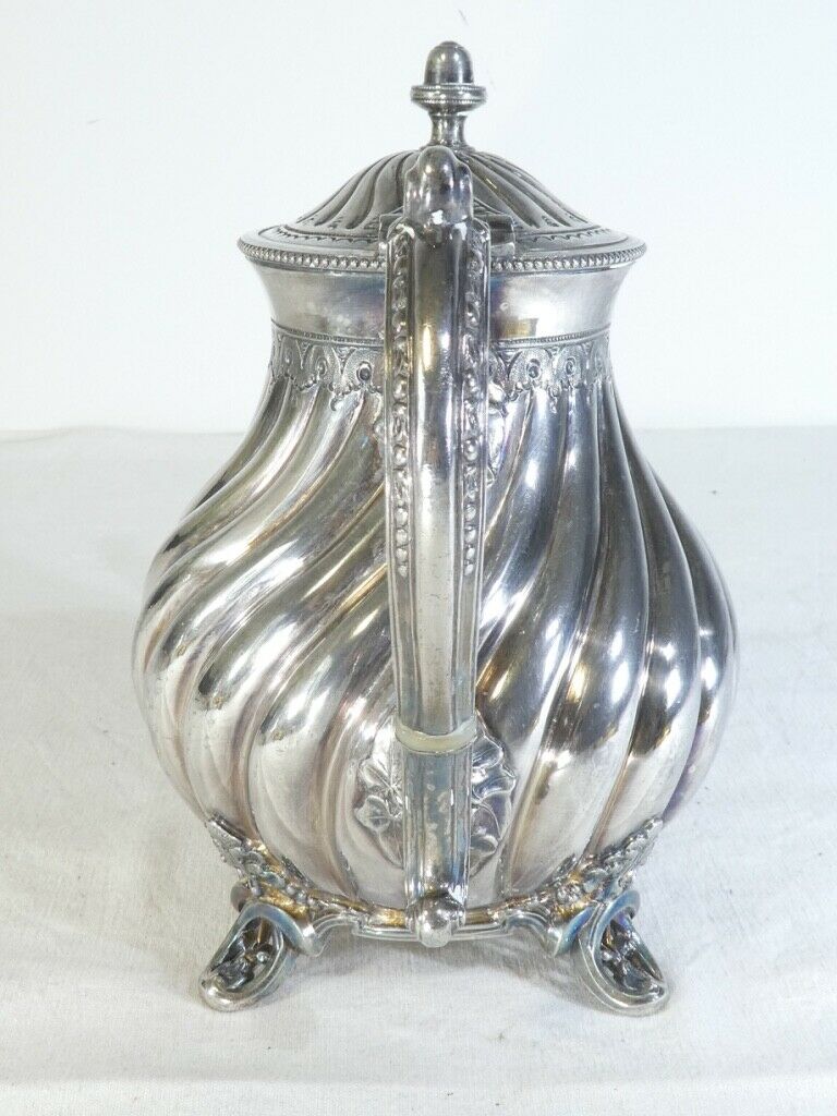 Silver flat silver metal teapot