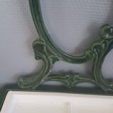 Castirone green enamelled cast iron umbrella stand and removable white tray