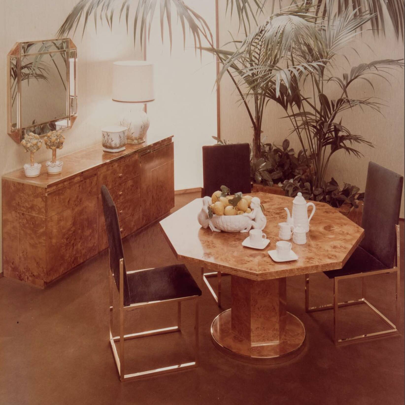 Gianluigi Gorgoni Display Unit 1970s  Fratelli Turi Bookshelf Glass Brass Briar Burl rizzo