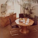 Gianluigi Gorgoni Display Unit 1970s  Fratelli Turi Bookshelf Glass Brass Briar Burl rizzo