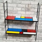 Piet Mondrian style string shelf black uprights 48x58x16