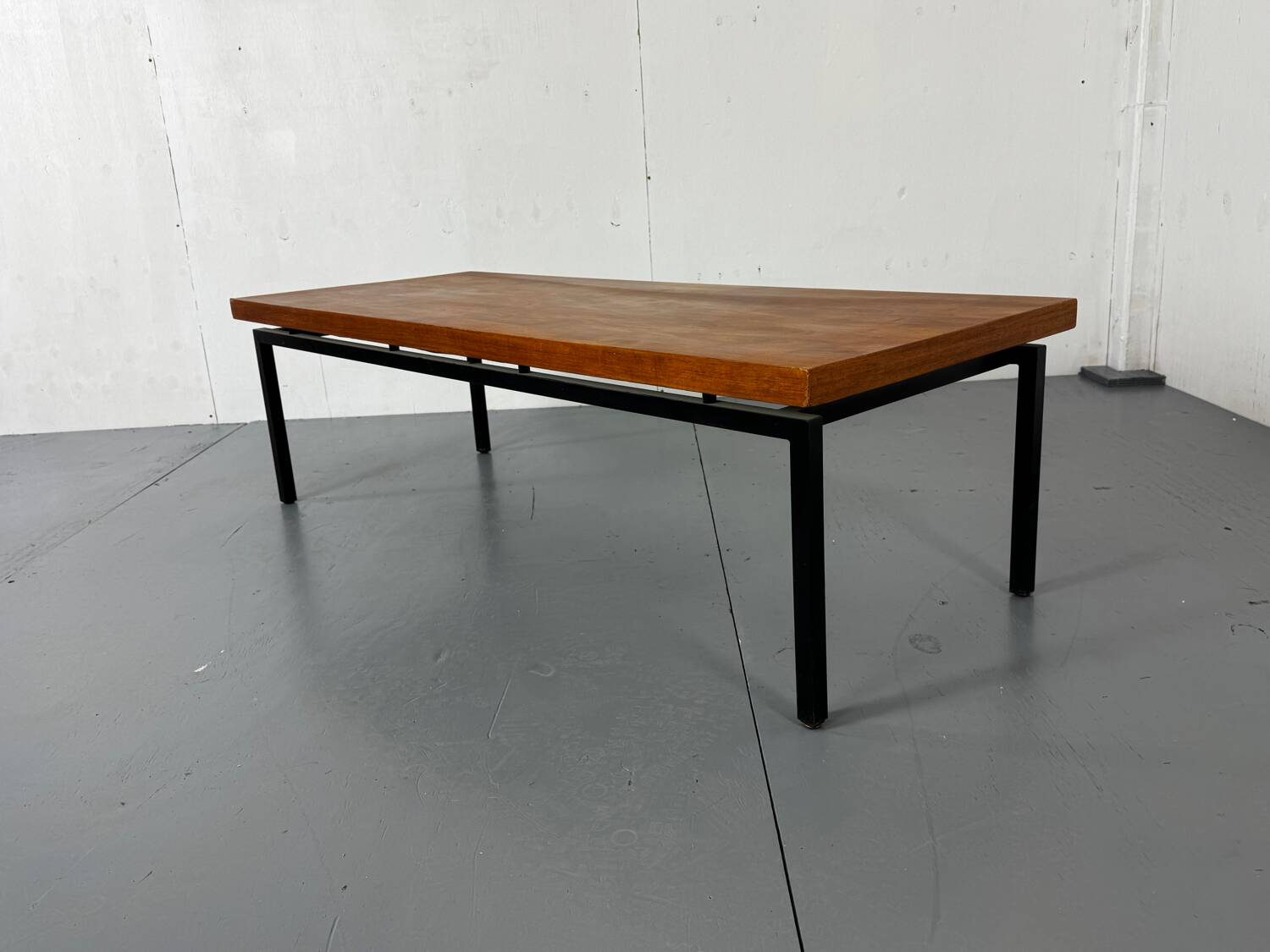 Minimalistic Mid Century Modernist Teak and Steel Coffee Table, 1960s
