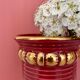 Vase vintage art déco en céramique rouge et dorée