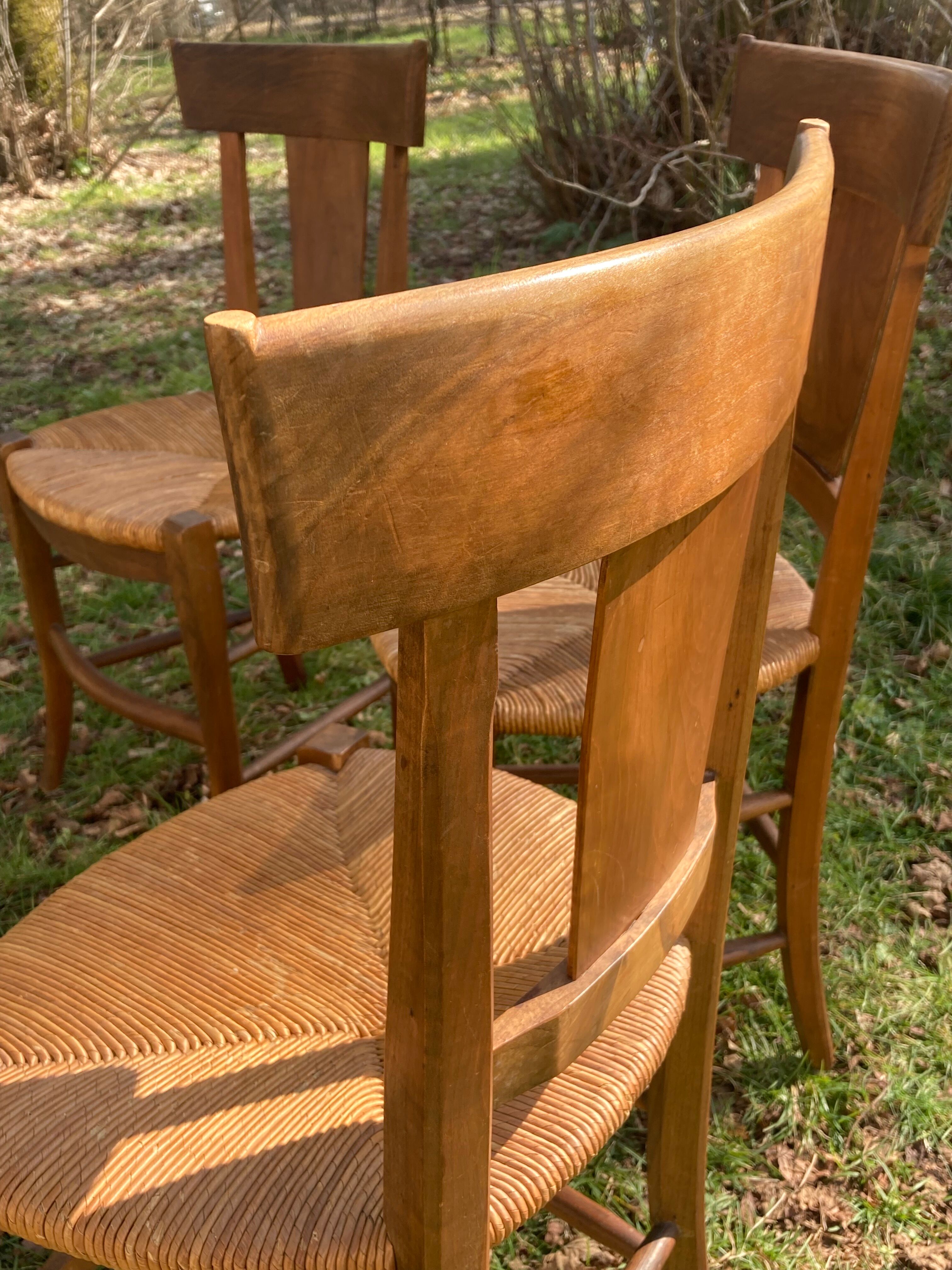 3 rustic chairs mulched solid wood Directoire