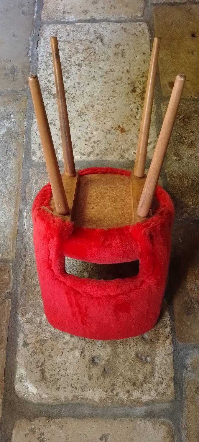 Vintage fur-lined orange-red chair