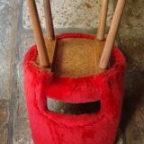 Vintage fur-lined orange-red chair