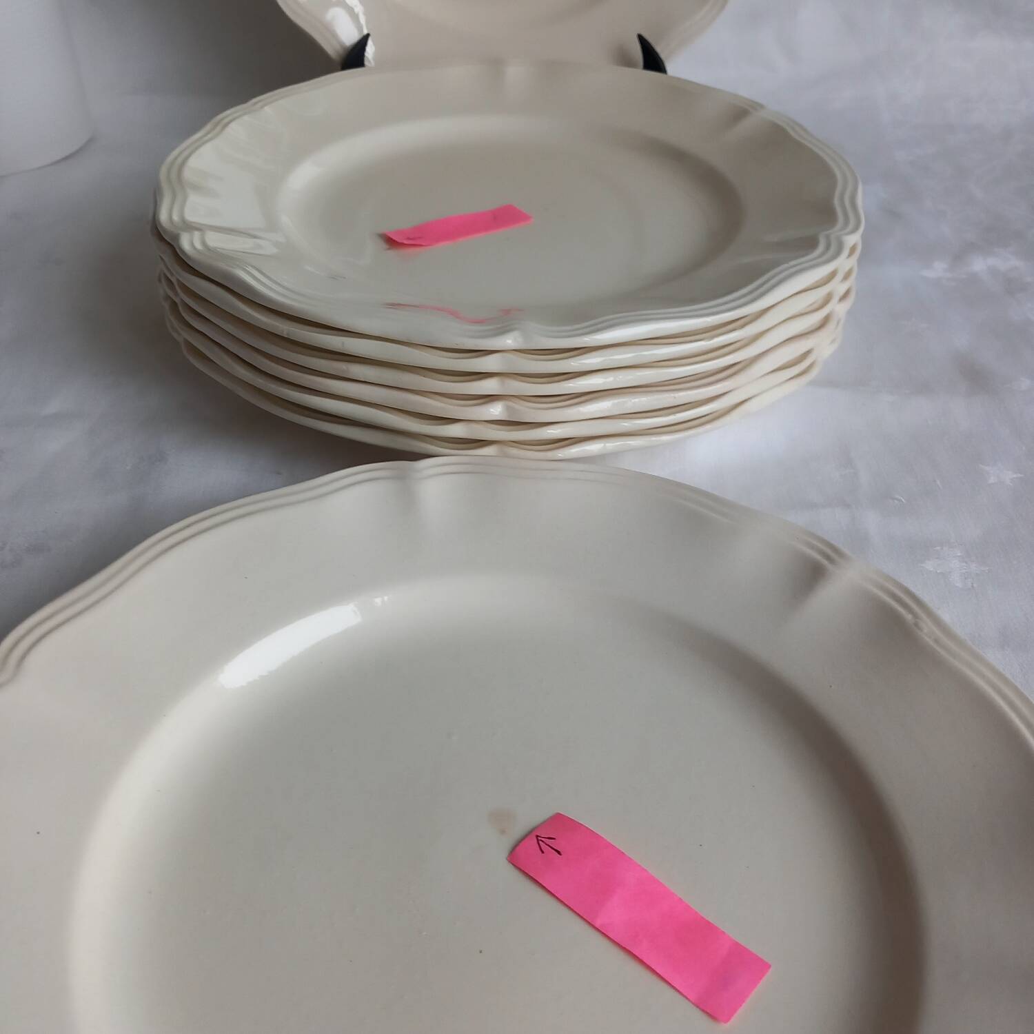 8 antique Sarreguemines ivory plates